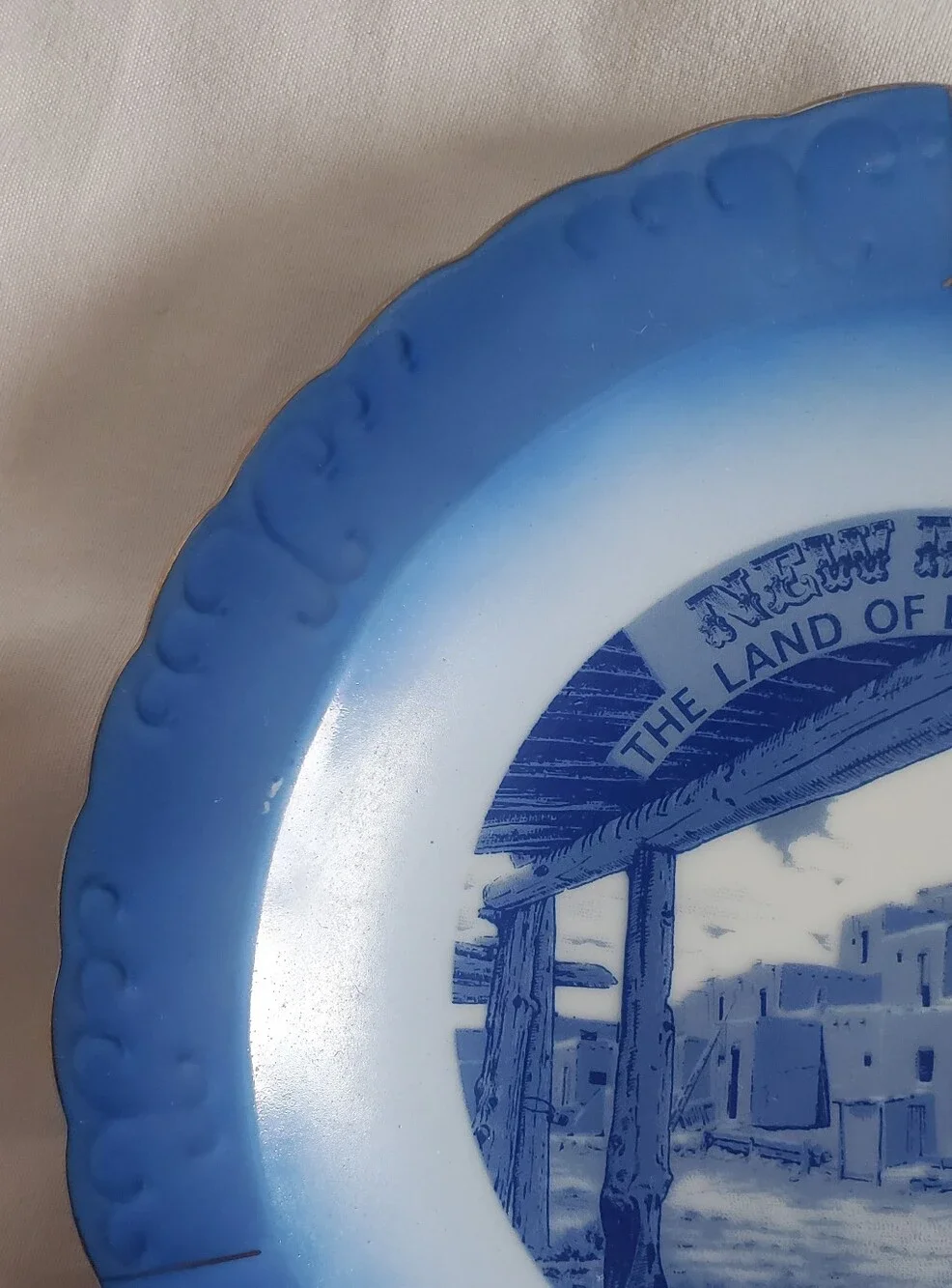 Blue Souvenir Decorative Plate Vtg New Mexico The Land of Enchantment Ashtray